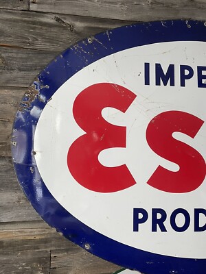 Vintage Imperial Esso Products Porcelain Sign Advertising Esso