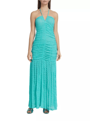ganni halter dress Ganni Ruched Stretch Lace Halter Maxi Dress