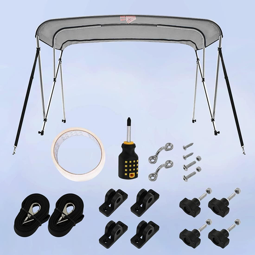 3-4 Bow Bimini Boat Top Cover Sun Shade Boat Canopy Waterproof 1 Inch Stainless - Picture 7 of 8