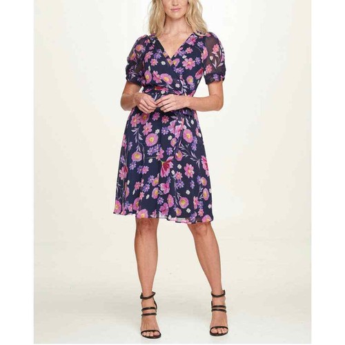DKNY dress puff sleeve chiffon floral 