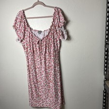 J for Justify Women's Summer Flower Comfort Soft Dress Size-3X Stretch Pink