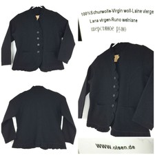 Olsen Womens Size 12 (44 In Bust) Black Wool Ruffle Trim V-neck Button Coat