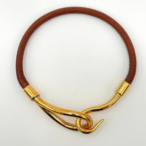 Authentic HERMES Jumbo Gold Metal Leather Bracelet W/Box Set2 SK040476 - Picture 14 of 15