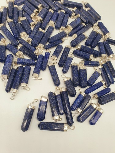 Lapislazuli Anhänger Spitze Stift Silber gefasst 3-5cm Edelstein Heilstein Lapis - Picture 7 of 8