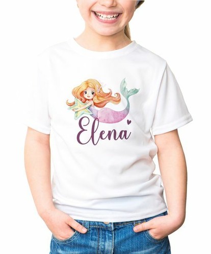 Kinder T-Shirt mit Namen personalisiert Meerjungfrau Prinzessin Geschenk - Bild 1 von 3