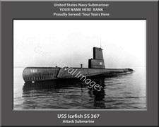 USS Icefish SS 367 Personalized Canvas Submarine Photo Print Navy Veteran Gift
