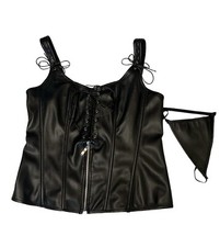 Scarlet Darkness Womens Corset Top Thong Lace Up Sleeveless Zipper Front Sz 12