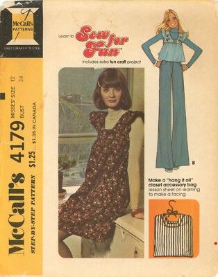 McCall's 4179 Front Yoked Jumper & Top w Armhole Ruffle, Patch Pockets Sz 12 CUT
