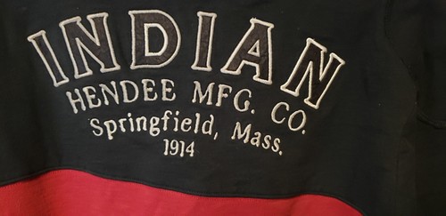 Indian Motorcycle Men's V-Neck Sweatshirt Black Maroon 2XL Hendee Mfg Co - Picture 3 of 7
