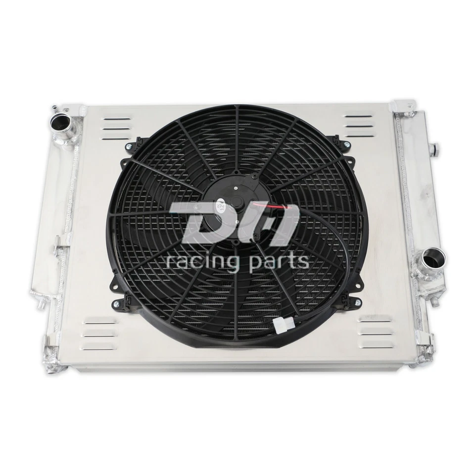 Radiador de aluminio de 2 filas + cubierta de ventilador de 16" para BMW E36 323i 325i 328i M3 MT 1992-1999 Foto 2 de 4