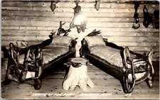 Postcard RPPC EKC Shrine Pines Bedroom Baldwin Michigan B98