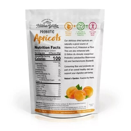 6 PACK - Nature's Garden Probiotic Dried Apricots Whole Fruit 40oz Healthy Snack - Picture 4 of 7