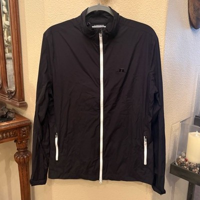 J.Lindeberg Men Black Lightweight Packable Zip-Up Jacket Size Medium