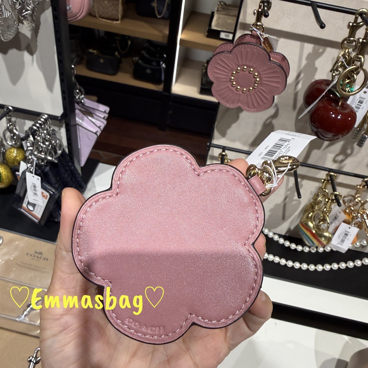 Coach Tea Rose Pouch Bag Charm Wallet Gold/Peony Pink Smooth