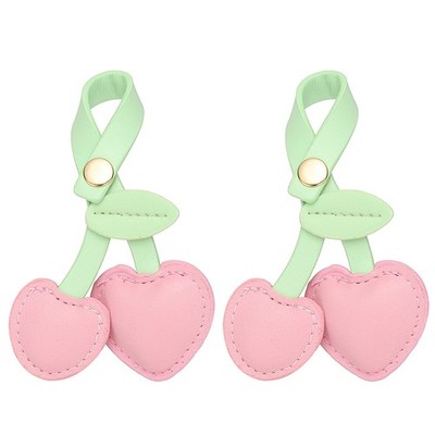Niedlicher Damen Kirsch Taschenanhänger, Schlüsselanhänger Kirschleder 2 Stück Rosa