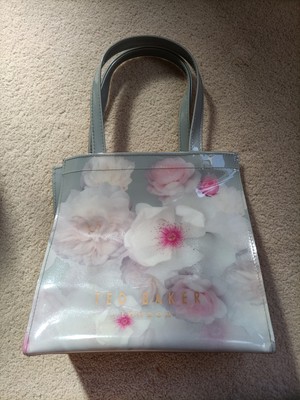 Ted Baker Small Icon Tote Bag Grey Pink Floral UK