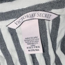 Victoria's Secret Cotton Flannel Striped Pajama Set Collared Button M