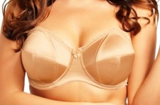 GODDESS MARILYN SATIN BEIGE REINFORCED CUPS MULTI-WAY UNDERWIRE BRA 46DD NWOT
