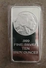 10 troy oz buffalo .999 fine silver bar sealed Some Discoloration Indian Head