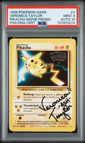 1999 POKEMON GAME MOVIE MOVIE PROMO #4 PIKACHU PSA 9 AUTO 10