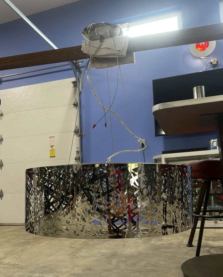 ET2 E21308-10/BUL Chrome Inca 23" Crystal Drum Pendant With Led Bulbs - Image 4 of 4