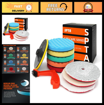 SPTA 10pc 7in Car Foam Polishing Pads Kit with Backing Plate