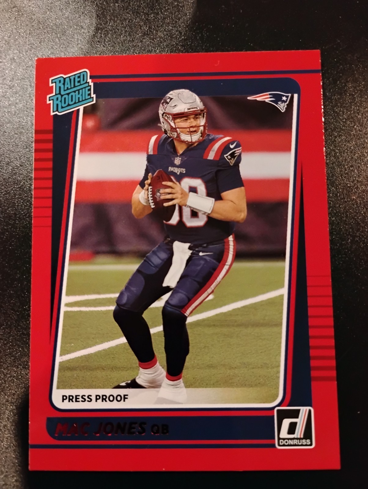 2021 Panini Donruss Red Press Proof Mac Jones Rated Rookie Card #255 NE Patriots