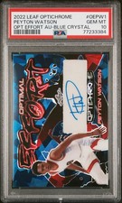 PSA 10 - PEYTON WATSON # 4/5 Auto  - 2022 Leaf Optichrome Optimal  BLUE CRYSTAL
