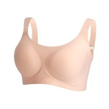 Women Wireless Seamless Bra - Lift  Support Underwire-Free Comfort, Large Nude