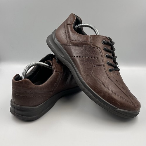 Hotter Lance Mens Casual Shoes Brown Leather UK 9.5 Dual Fitting No Wear to Sole - Picture 3 of 15