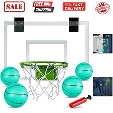 Mini Basketball Hoop - Glow in The Dark, Over The Door Basketball Hoop Indoor...