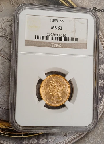 GOLD 1893 P  $5 MS63 NGC Gold Liberty Head Coin  TP-9827