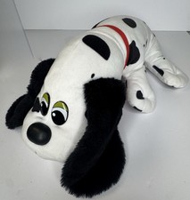 Pound Puppy White Plush Stuffed Dog Floppy Ears White Black Spots Collar 2022