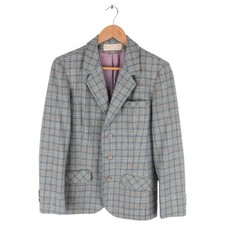 Vintage 60s Pendleton Wool Blazer Jacket Plaid USA Made Tailored Blue Womens 12