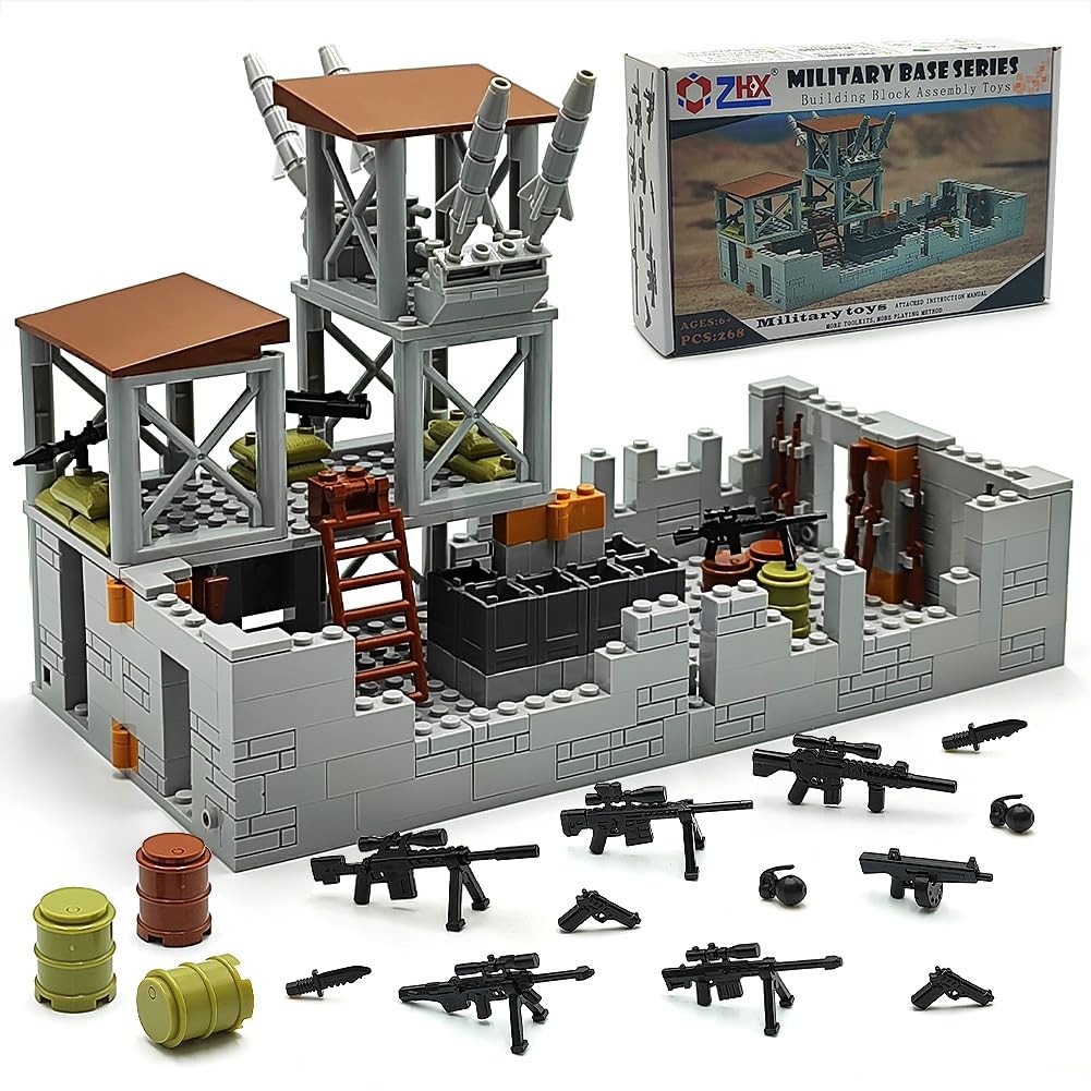 ZHX Military Base Building Brick Set for Army Minifigure War