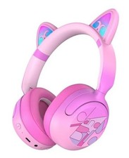 Kids Bluetooth Headphones with LED Cat Ears, Active Noise Cancelling Pink