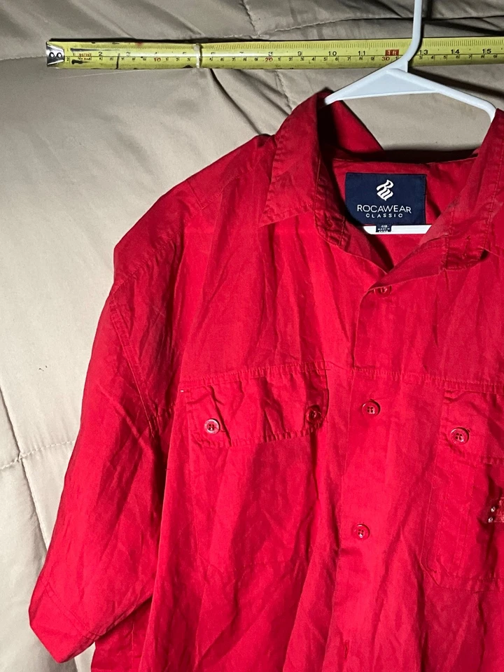 Rocawear Camisa de Vestir Roja Manga Corta Botón Hombre 4XB Foto 2 de 4