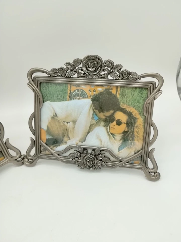 Juego de 2 marcos de fotos florales de metal para rosas de 4"X6" casa romántica victoriana  Foto 2 de 4