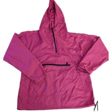 Vtg LL Bean Pullover Jacket Womens Medium Pink Anorak Windbreaker Made In USA