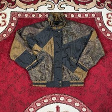 Vintage 80s-90s Lavon Black Bronze Floral Windbreaker Jacket Size Petite Small