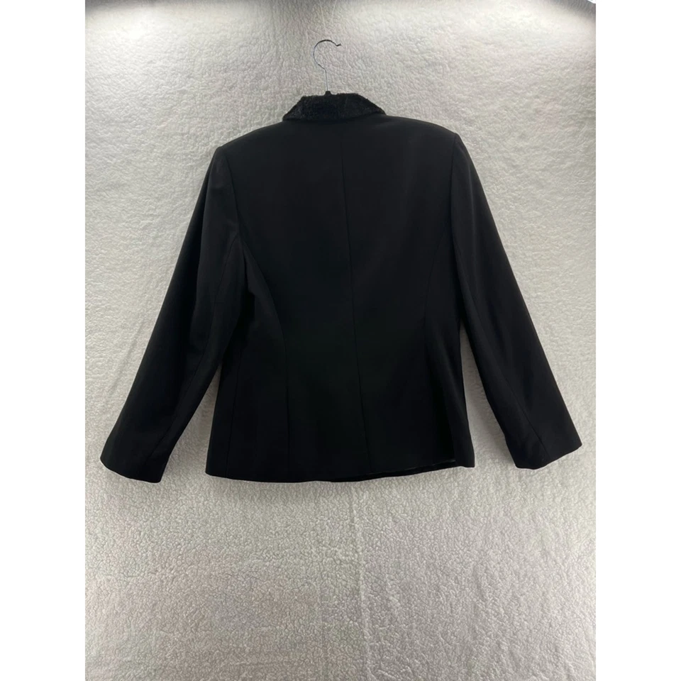 Le костюм женщин Blazer черный с подкладкой длинным рукавом кнопки искусственного меха вырез лацкан 10 - Изображение 2 из 4