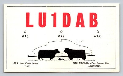 Ham Radio QSL LU1DAB Magdala Argentina 1962 ARRL Contest SSB Contact