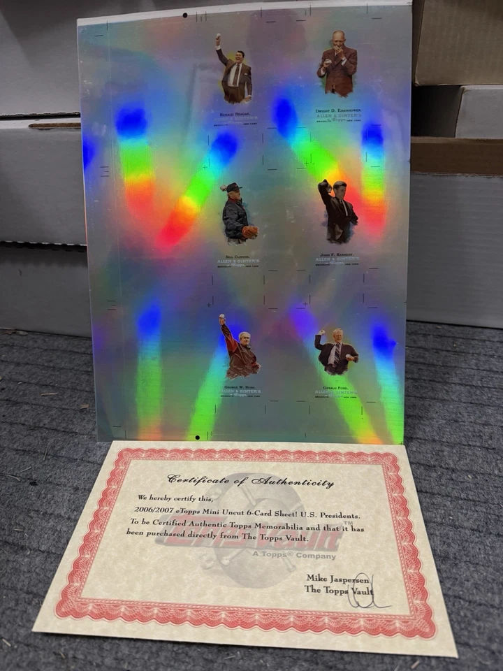 RARE 2007 ETOPPS UNCUT SHEET TOPPS VAULT COA PRESIDENTS 1-6 JFK REAGAN - Image 2 of 4