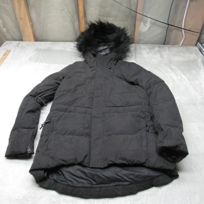 ONeill Jacket Womens Large Black Hood Puff Rain Fur Trim Winter Parka Insulated