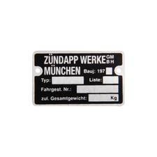 Typenschild Rahmenschild blanko "197x" alu für Zündapp Mokick Moped Mofa