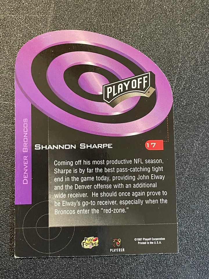 1997 Playoff Zone #17 Shannon Sharpe Prime Target Purple - Image 2 of 2