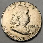 1950 P Franklin Half Dollar, Unc- 90% Silver - 0.3617 Troy Ounces, F-50BF