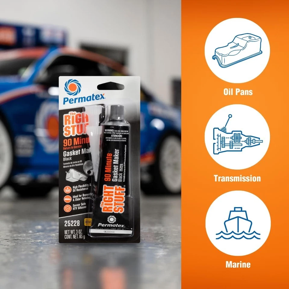 Permatex 25228 The Right Stuff 90 Minute Black Gasket Maker Sealant 3oz Tube 6PK - Image 4 of 4