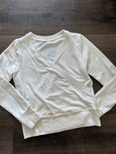 Athleta Recharge Ivory Wrap Sweatshirt Woman's Size Small Long Sleeve Sweater