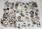 Vintage Sterling Silver Rings & Earrings Jewelry Lot 515 grams  Wear / Scrap